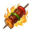 Flaming Grilled Meat Skewer